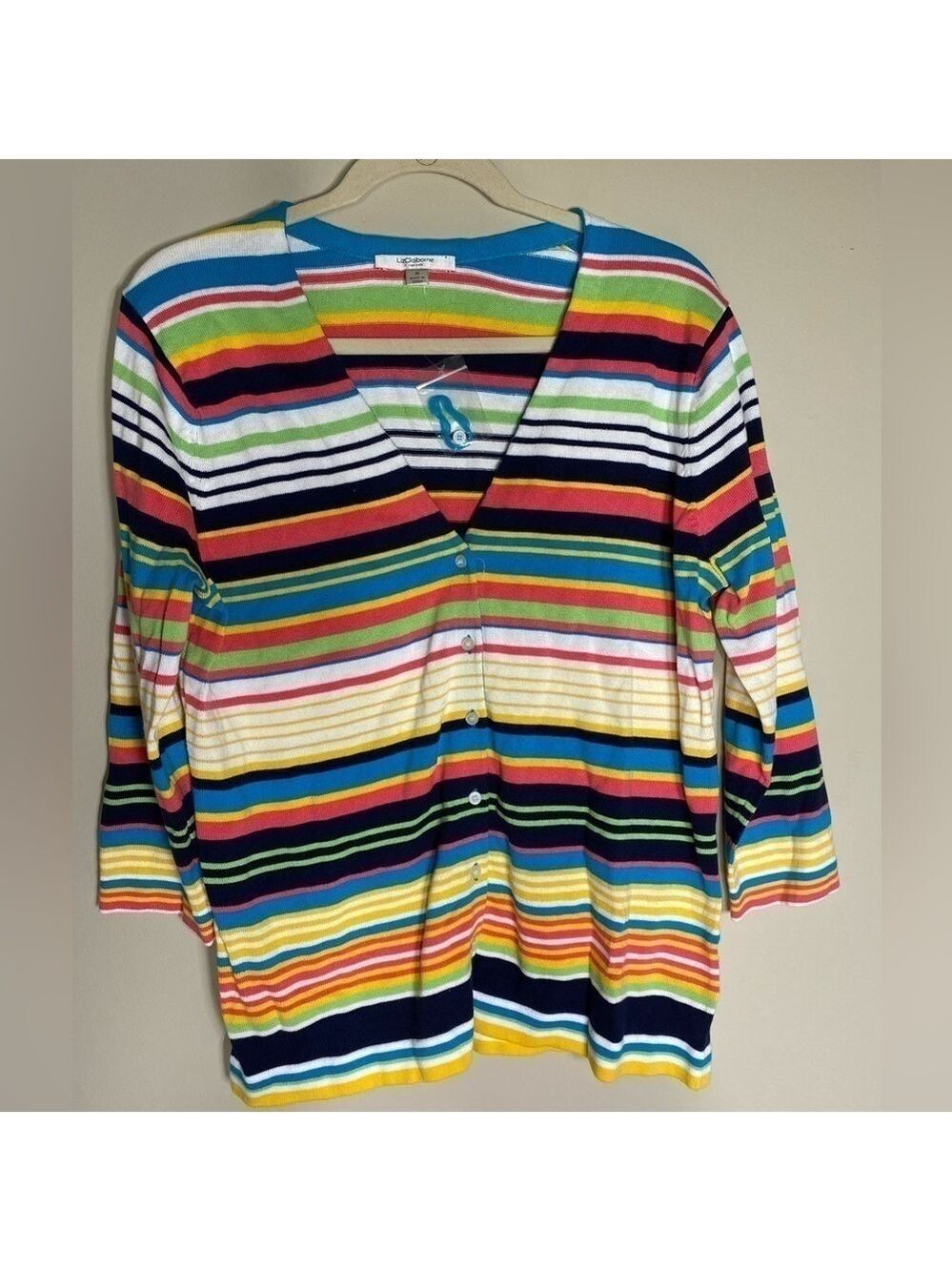Liz Claiborne Multi Striped Button Cardigan M